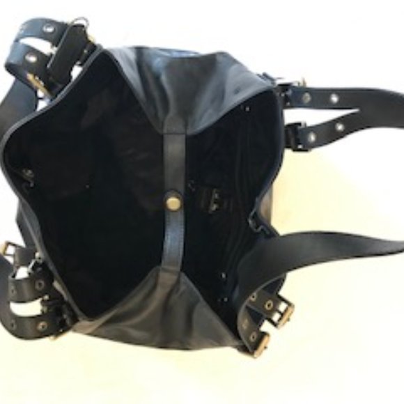 Danier Black Leather Handbag with Trendy Buckles - Picture 5 of 6